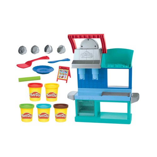 Play-Doh Kitchen Creations - Súper Cafetería - Cafetera de Juguete con 20 Accesorios y 8 Botes. Restaurante Divertido +3 Años
