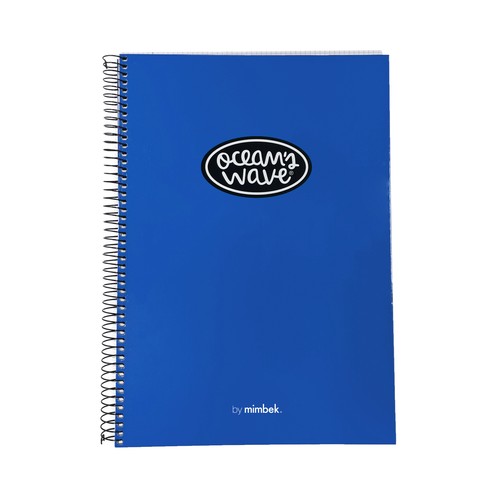 Cuaderno de espirales con tapa, tamaño A4, 80 hojas de 4 x 4, 90 gr, color azul, OCEAN"S WAVE.