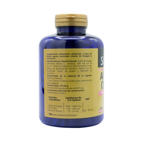SANON Aceite de Onagra (presión en frío 10% G.L.A) 450 cápsulas.