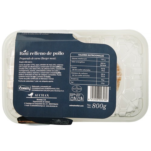 AUCHAN COLLECTION Roti de pollo relleno con orejones, ciruelas, piñones y Pedro Ximénez 800 g. Producto Alcampo Gourmet.