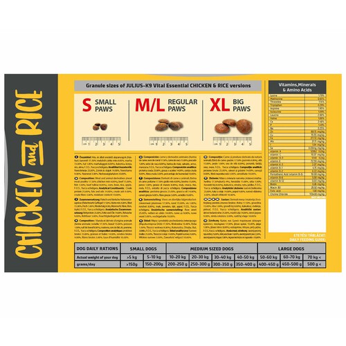 JULIUS K9 Pienso para perros adultos de pollo y arroz, JULIUS-K9 saco 3 kg.