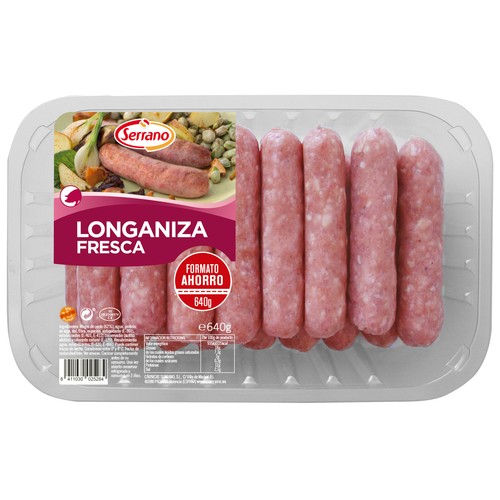 Bandeja de longanizas blancas frescas SERRANO 640 g.