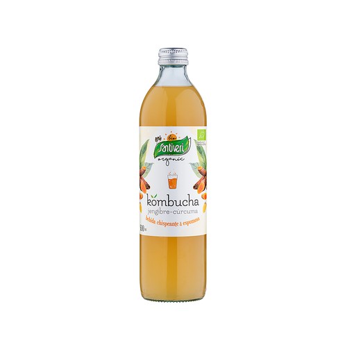 SANTIVERI Kombucha (bebida a base de te fermentado con jengibre y cúrcuma) 500 ml.