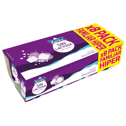 Yogur de sabor natural azucarado KAIKU Sin lactosa 8 x 125 g.