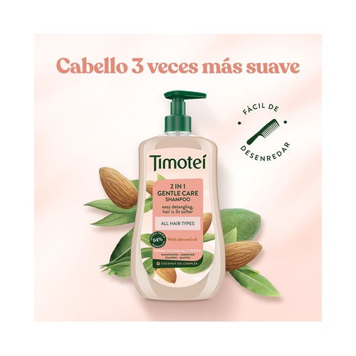 TIMOTEI Cuidado suave Champú 2 en 1 con almendra y coco para todo tipo de cabellos 300 ml.
