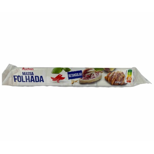 AUCHAN Masa rectagular de hojaldre, lista para extender 230 g. Producto Alcampo