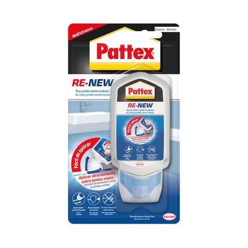 Sellador de silicona blanco PATTEX Re-New, 80ml.