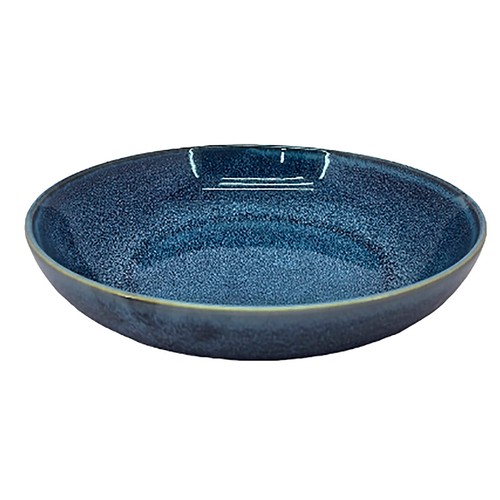 Plato hondo gres reciclado de 22cm, color azul, ALCAMPO.