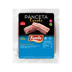 FAMILIA Panceta asturiana curada, en trozos, elaborada sin gluten y sin lactosa FAMILIA 250 g.