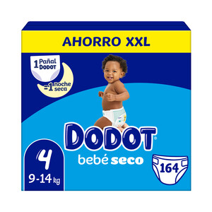 Imagen de DODOT Bebé-seco Pañales talla 4 (9-14 kg) 164 uds.