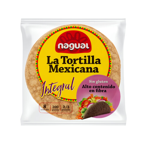 NAGUAL Tortillas Mexicanas con maíz integral sin gluten NAGUAL La Tortilla Mexicana 8 uds. 200 g.