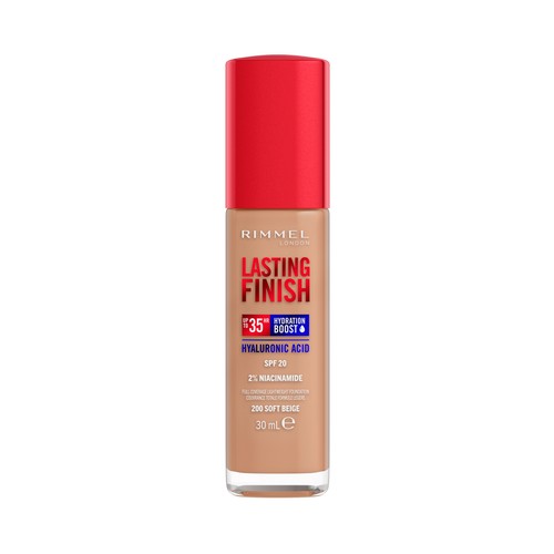 RIMMEL Lasting finish 35 hour foundation  Tono 200 Soft beige Base de maquillaje hidratante y de larga duración.