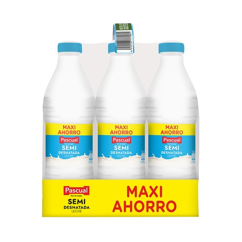 PASCUAL Leche de vaca semidesnatada 6 x 1 l.