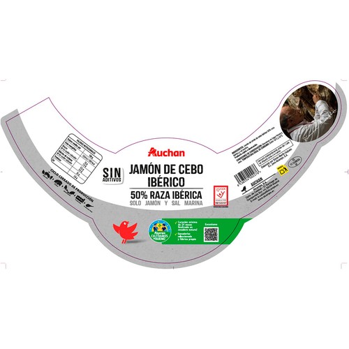 ALCAMPO CULTIVAMOS LO BUENO  Jamón de cebo ibérico (50% raza ibérica)  pieza de 8,5 a 9 kilos (peso aproximado).