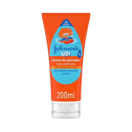 JOHNSON'S Kids Crema de peinado para cabello encrespado y rizado 200 ml.