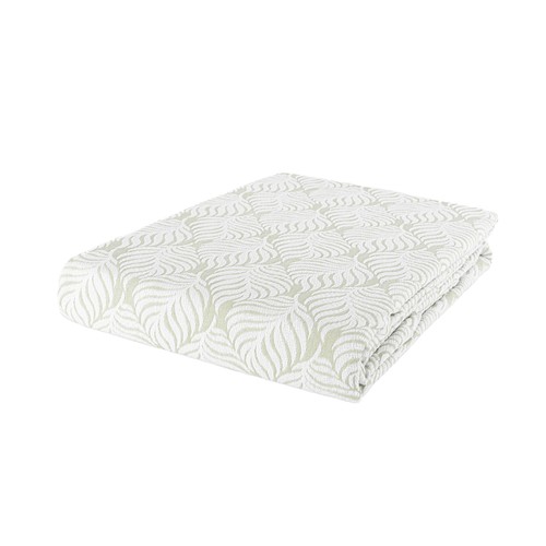 Colcha jacquard hojas 90cm 180x260 blanco o verde. LUMATEX
