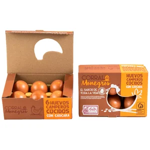 MONEGROS Huevos de gallinas camperas cocidos con cáscara clase M-L y cat. A 6 uds.