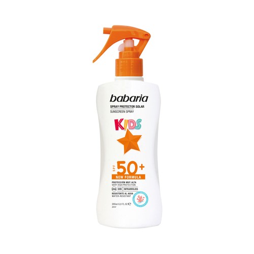 BABARIA Kids Protector solar infantil en spray, resistente al agua y con FPS 50+ (muy alto) 200 ml.