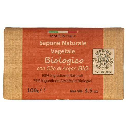 ITERITALIA Pastilla de jabón natural vegetal, con aceite de argán ITERITALIA 100 g.