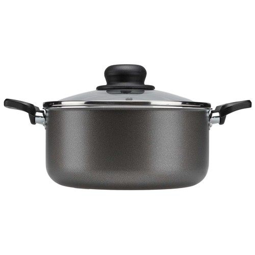Cacerola de aluminio con tapa de vidrio e interior antiadherente 20 cm. Vitro ESSENTIAL.