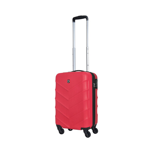 Maleta de cabina rígida de color rojo de 55 cm y 4 ruedas ABS, AIRPORT ALCAMPO.