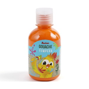 Botella de tempera naranja 250ml, AUCHAN.