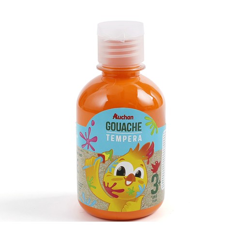 Botella de tempera naranja 250ml, AUCHAN.