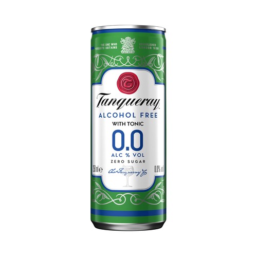 TANQUERAY 0.0 Combinado (Gin & tonic) bebida  sin alcohol tipo Gin + tónica lata 25 cl.