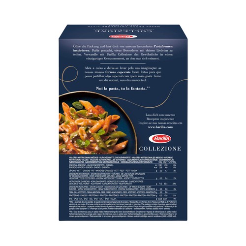 BARILLA Pasta Gourmet La Collezione Mezze Penne Tricolores N.170 (Macarrones Multivegetales) BARILLA 500 g.