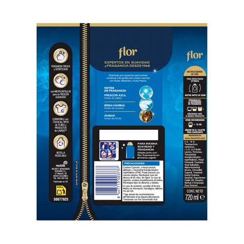FLOR Perfumador para la ropa, fragancia intensa 40 lavados, 720ml