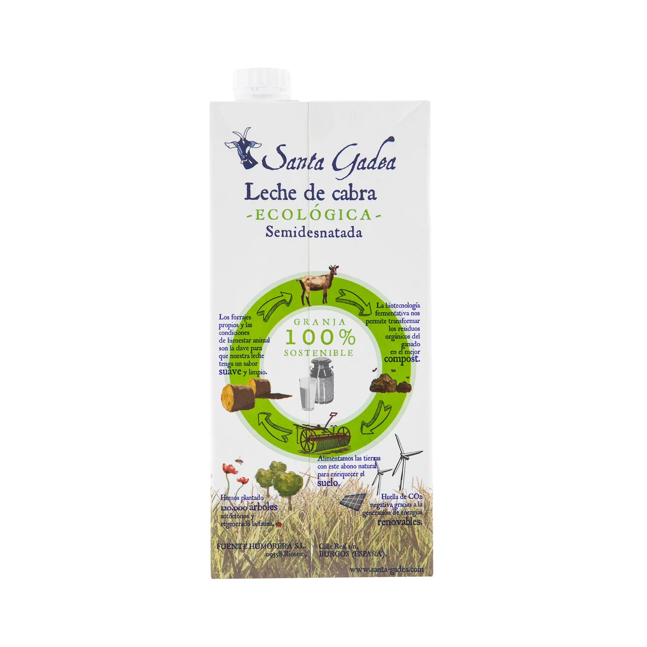 SANTA GADEA Leche semidesnatada de cabra ecológica 1 l.