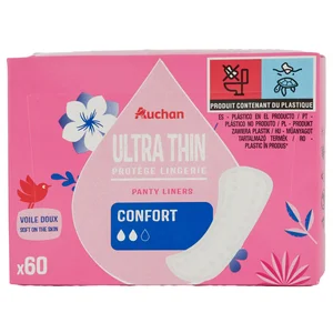 PRODUCTO ALCAMPO Salvaslips regular, ultrafinos y ultra suaves con forma anatómica 60 uds.