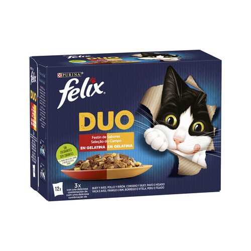 FELIX Alimento gatos húmedo PURINA FÉLIX Fantastic Duo 12 uds. x 85 g.