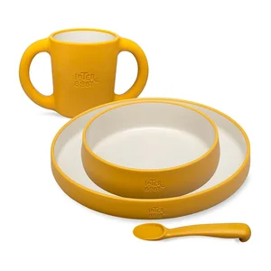 Vajilla de aprendizaje para bebés, 4 piezas, color amarillo, INTERBABY.