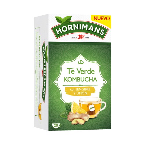 Té verde Kombucha con jengibre y limón HORNIMANS 20 uds. 30 g.