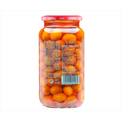 SARASA Receta del cortijo aceituna verdial aliñada 520g.