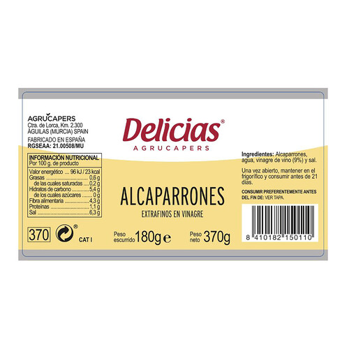DELICIAS Alcaparrones finos DELICIAS 180 g.