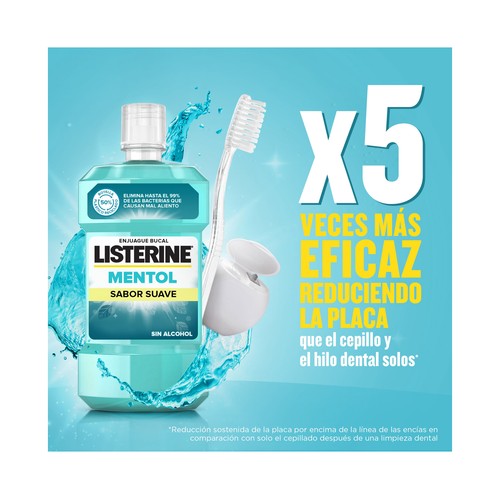 LISTERINE Enjuage bucal de uso diario sin alcohol, con sabor suave a mentol LISTERINE 1 l.