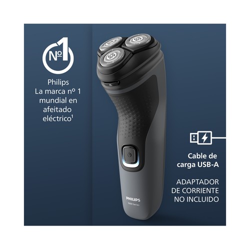 Afeitadora eléctrica PHILIPS S1142/02, cabezales flexibles, resistente al agua..