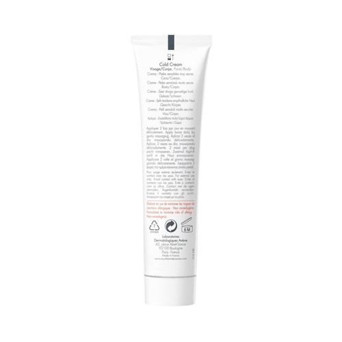 THERMALE AVÉNE Cold creme Crema nutritiva e hidratante, para pieles secas y sensibles 40 ml.