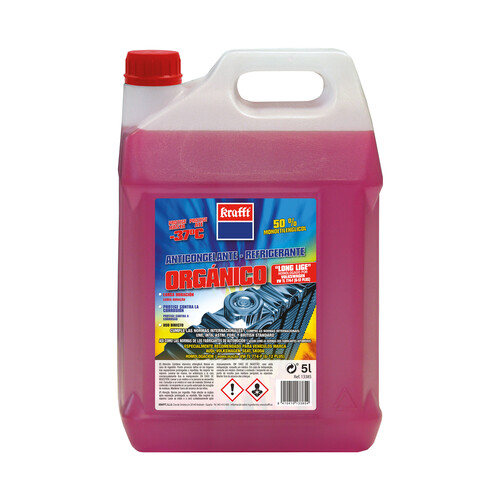 Líquido refrigerante con temperatura de protección de hasta -37ºC, 5L rosa G12+, 50% Monoetilenglicol, KRAFT.