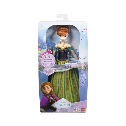 Disney Frozen Muñeca musical Anna Cantarina Multilingüe +3 Años, MATTEL
