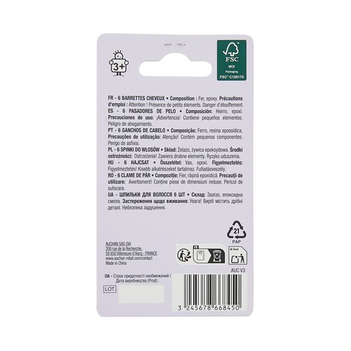 PRODUCTO ALCAMPO Pinzas para cabello con diseño infantil 6 uds.