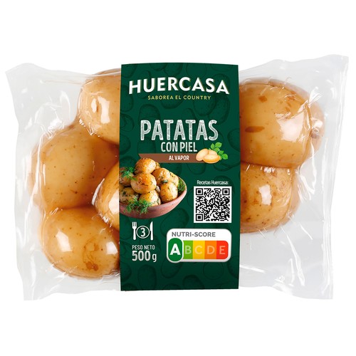 HUERCASA Patata con piel cocida al vapor 500 g.