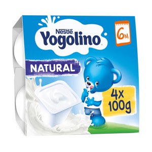 YOGOLINO de Nestlé Postre lácteo natural adaptado para bebés a partir de 6 meses 4 x 100 g.