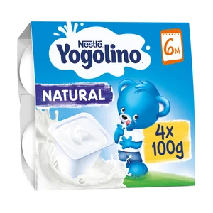 YOGOLINO de Nestlé Postre lácteo natural adaptado para bebés a partir de 6 meses 4 x 100 g.