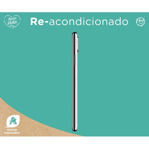 Apple iPHONE X silver (REACONDICIONADO), A11, 256GB, 2436 x 1125px, 12 Mpx, iOS 11.