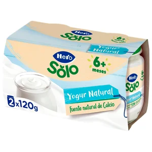 HERO Solo Yogur natural adaptado para bebés, a partir de 6 meses 2 x 120 g.