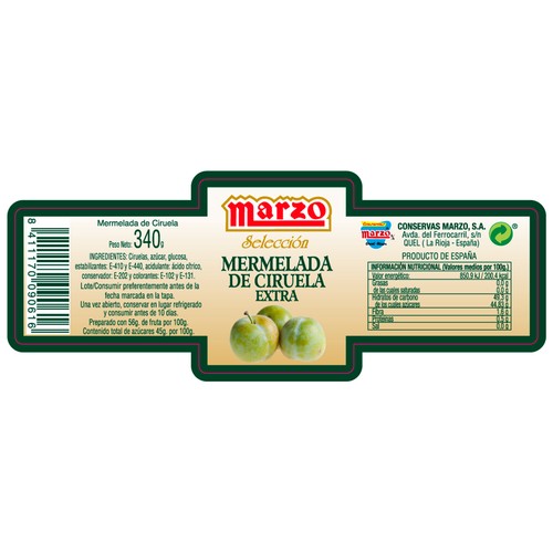 MARZO Mermelada de ciruela 340 g.