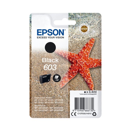 Cartucho de tinta EPSON 603 negro.